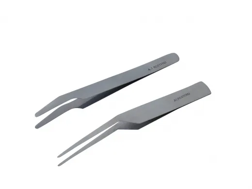 2 Federstahlpinzetten, je 1x spitz und stumpf