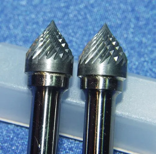 2x HM Fräser Konus 60° 6mm kreuzverzahnt SJ-3M-6-#6