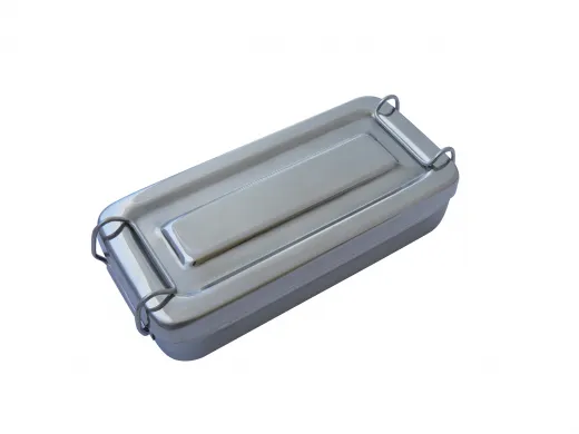 Instrumentenbox - Steribox mit Bügelverschluß, 18cm x 8cm x 4cm