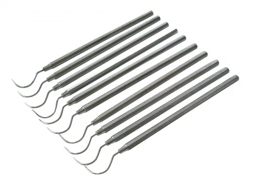 10x Zahnsonde Fig. 23, 8-kant Griff, halbrund, einendig