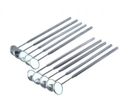 10x Mundspiegel Gr. 4 plan + 10x Mundspiegelgriff 8-Kant