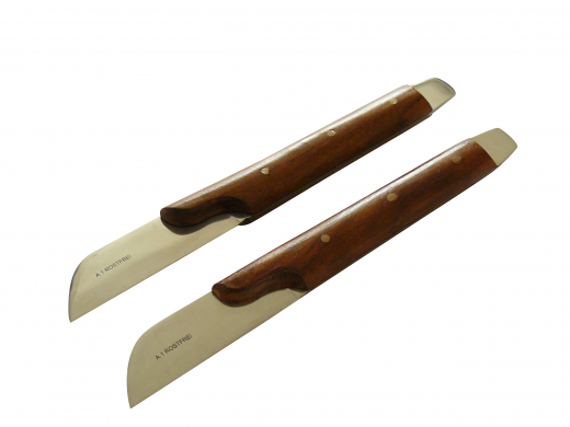 2x Gipsmesser mit Küvettenöffner, geschwungener Holzgriff, 18 cm