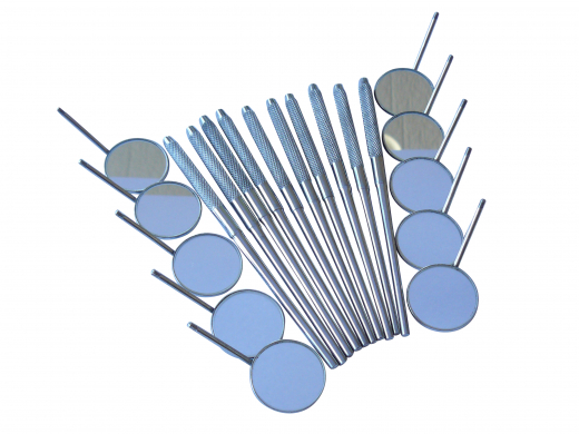 10x Mundspiegel Gr. 7 plan + 10x Mundspiegelgriff rund