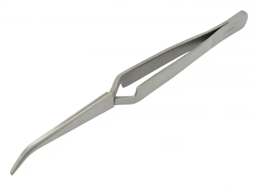 Lötpinzette Klemmpinzette Kreuzpinzette, vollmetall, gebogen, gerieft