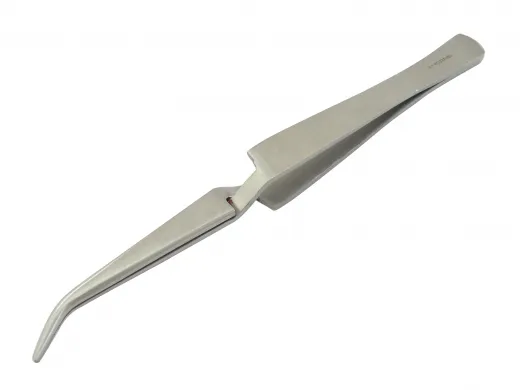 Lötpinzette Klemmpinzette Kreuzpinzette, vollmetall, gebogen, gerieft