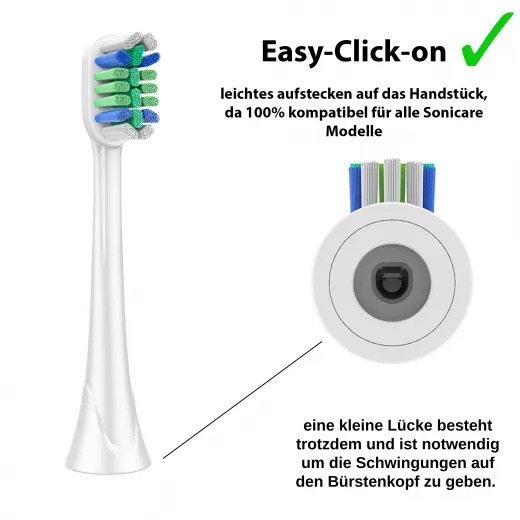 4x Ersatzbürsten kompatibel mit Philips Sonicare Aufsteckbürsten - Bürstenköpfe Medium-Weich, M1