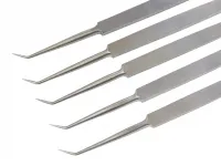 5x Präpariernadel, gebogen, vollmetall