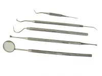 Zahnreiniger-Set mit Mundspiegel - 5-teilig in praktischer PVC-Hülle