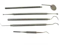 Zahnreiniger-Set mit Mundspiegel - 5-teilig in praktischer PVC-Hülle