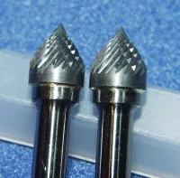 2x HM Fräser Konus 60° 6mm kreuzverzahnt SJ-3M-6-#6