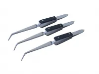 3x Lötpinzette Klemmpinzette Kreuzpinzette, gebogen, gerieft