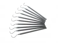 10x Zahnsonde Fig. 23, 8-kant Griff, halbrund, einendig