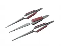 3x Lötpinzette, gerade, gerieft, Klemmpinzette / Kreuzpinzette