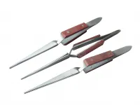 3x Lötpinzette, gerade, gerieft, Klemmpinzette / Kreuzpinzette