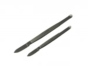 2x Wachsmesser Fahnenstock, 13 cm und 17 cm, Metallgriff