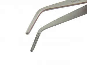 2er Set Lötpinzette, gebogen und gerade, gerieft, Klemmpinzette / Kreuzpinzette